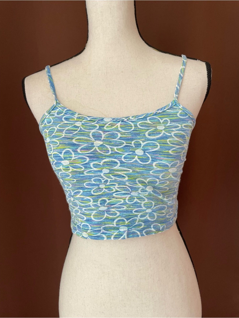 Vintage Charlotte Russe Y2K Floral Cropped Cami cotton Tank Top S